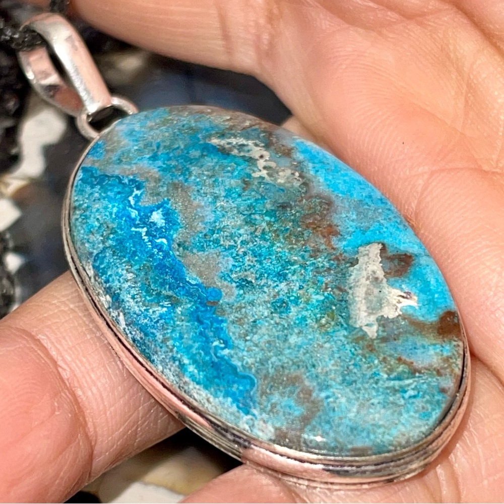 Blue Crazy Lace Agate Pendant 2 1/4”